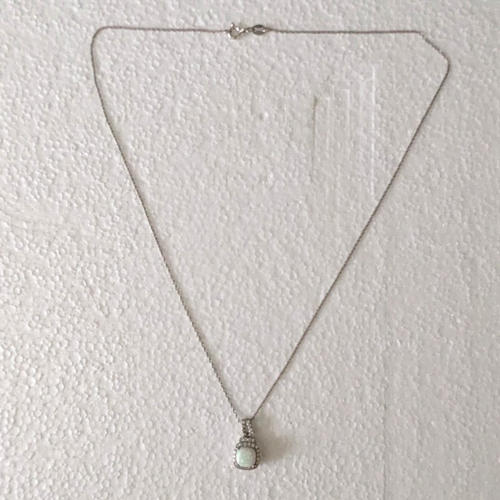 Sun 925 Opal Crystal Pendant Chain Necklace
